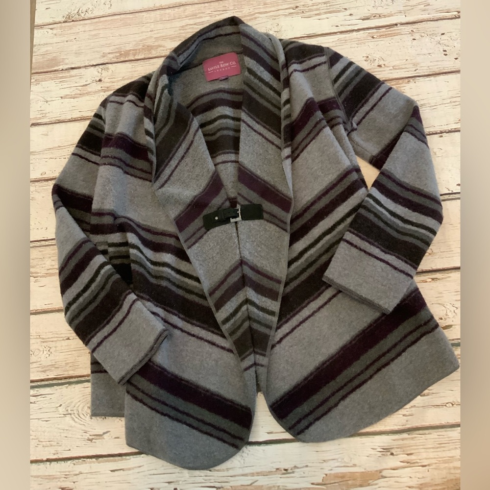 Saville Row Co London Striped Wool Blend Cardigan Jacket S - EUC British Style
